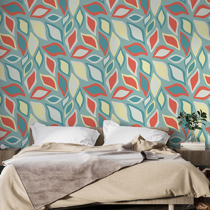 Mural Wallpaper colorful foliage | Retro floral design