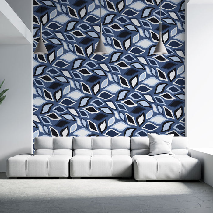 Mural Wallpaper blue leaves | Modern design