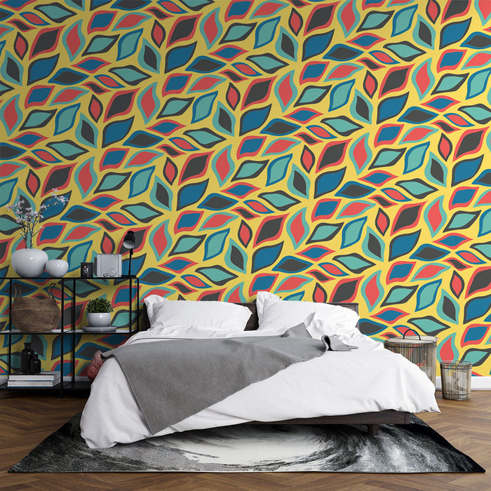 Mural Wallpaper colorful foliage | Vibrant and dynamic pattern