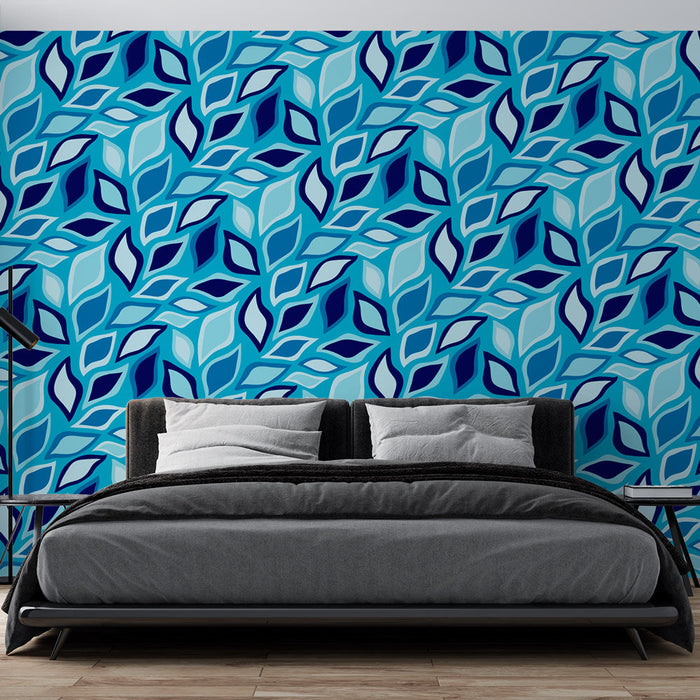 Ταπετσαρία τοιχογραφίας φύλλα | Μοτίβο ωκεανό μπλε