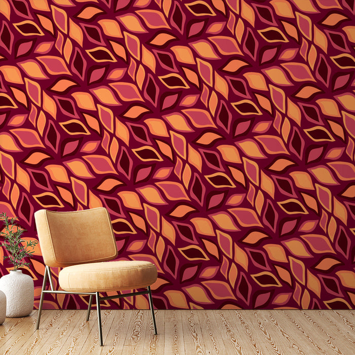 Tapet Floral | Orange Lövmönster