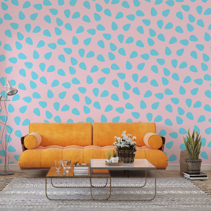 Mural Wallpaper droplets | Blue and pink pastel pattern