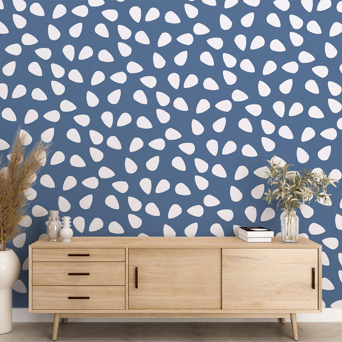 Mural Wallpaper abstract | Pattern drops on blue background