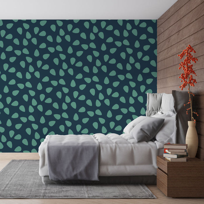 Mural Wallpaper droplets | Modernity in green and blue