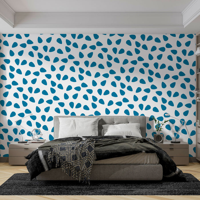 Mural Wallpaper blue drops | Modern and playful pattern