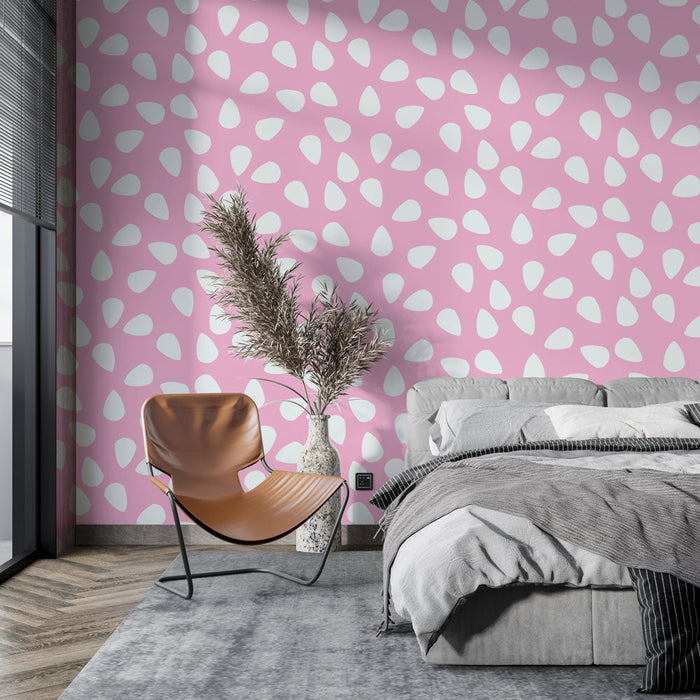 Mural Wallpaper tilgub | Roosa taust ja valged mustrid