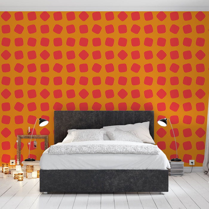 Tapeta retro | Oranžové a červené geometrické vzory