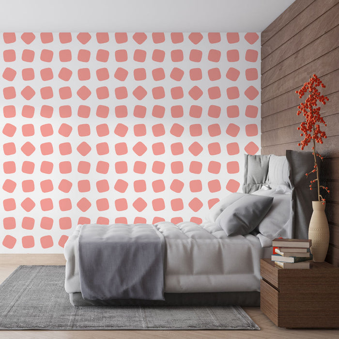 Papel de parede Geométrico | Diamantes Rosa em Fundo Branco