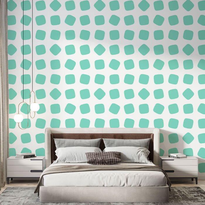 Mural Wallpaper geometric patterns | Light gray and turquoise