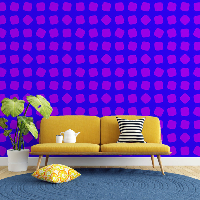 Muraalseina tapeet geomeetriline | Lilla muster sinisel taustal