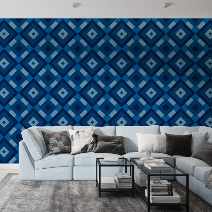Carta da parati geometrico blu | Design moderno e sofisticato