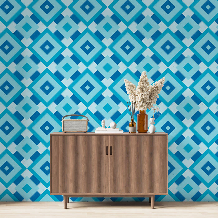 Tapeta geometryczna | Niebieski wzór Azure