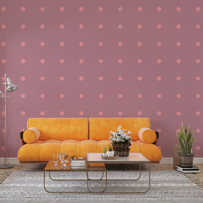 Tapet buline polka | Fundal roz și buline elegante