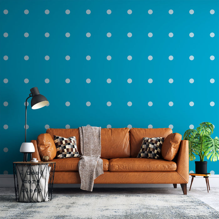 Carta da parati con punti | Sfondo blu brillante con puntini bianchi