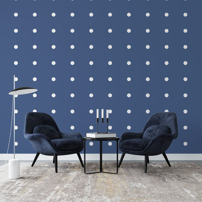 Tapet cu buline | Design clasic albastru