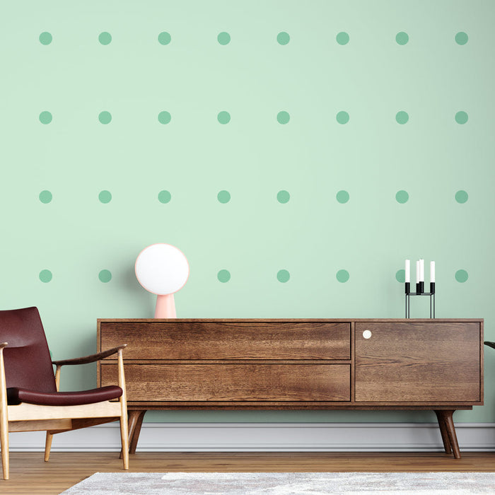 Tapeta s tečkami | Pastelově zelená