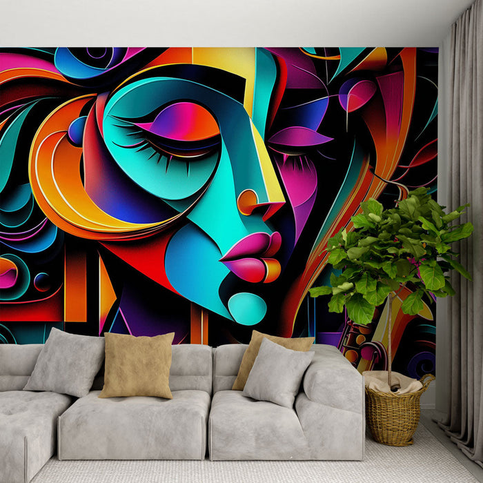 Mural Wallpaper Abstract | Artistic Portrait with Saxophone