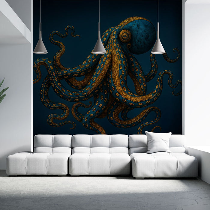 Tapeta ośmiornica | Morski motyw artystyczny