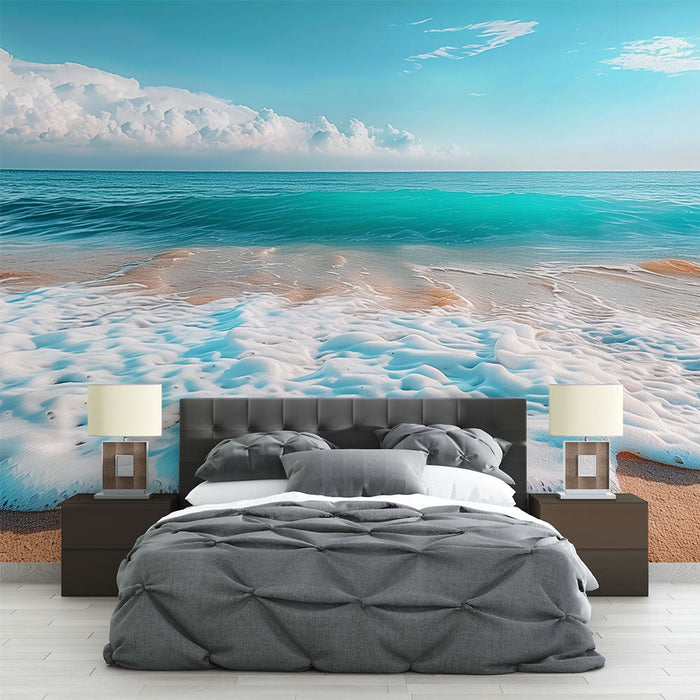 Tapet de plajă cu valuri și nisip