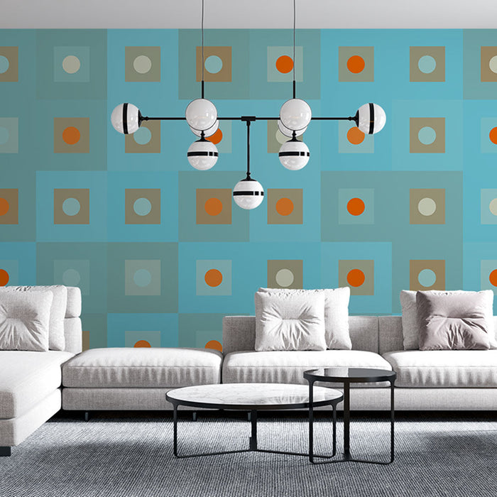 Tapete Geometrisch | Mehrfarbige Quadrate und Kreise