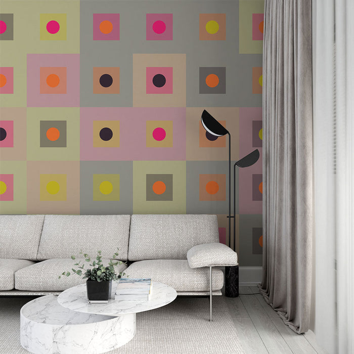 Tapetti geometrinen | Kirkkaat moniväriset neliöt