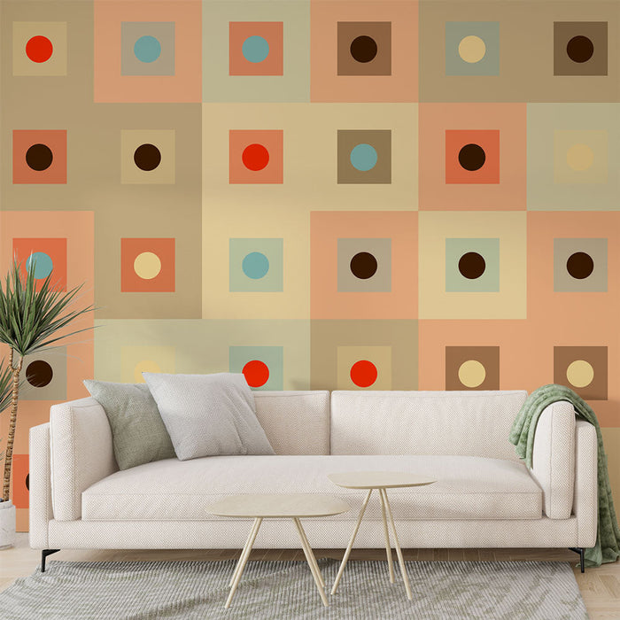 Tapet retro geometrisk | Multifarvede firkantede mønstre