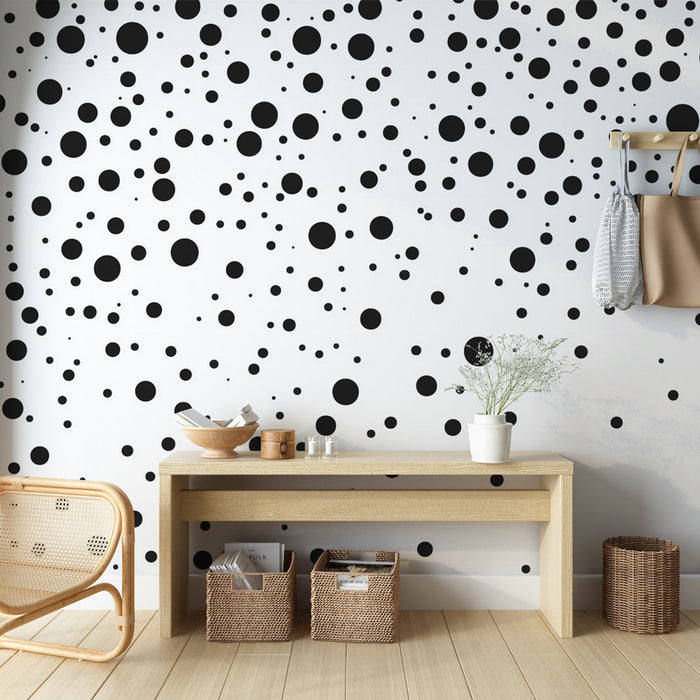 Tapete polka dots | Modernes Design mit schwarzen Polka-Dots