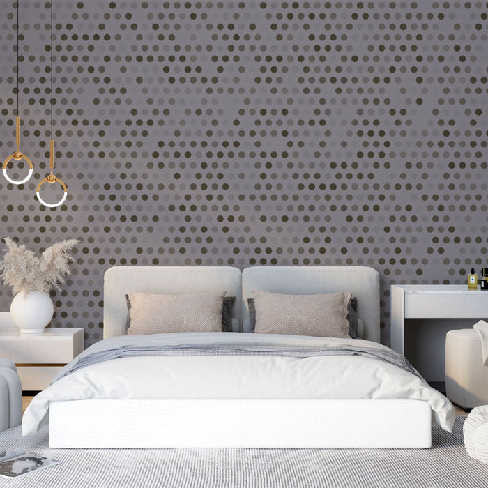 Mural Wallpaper with Dots | Gray and Black Dots on Purple Background