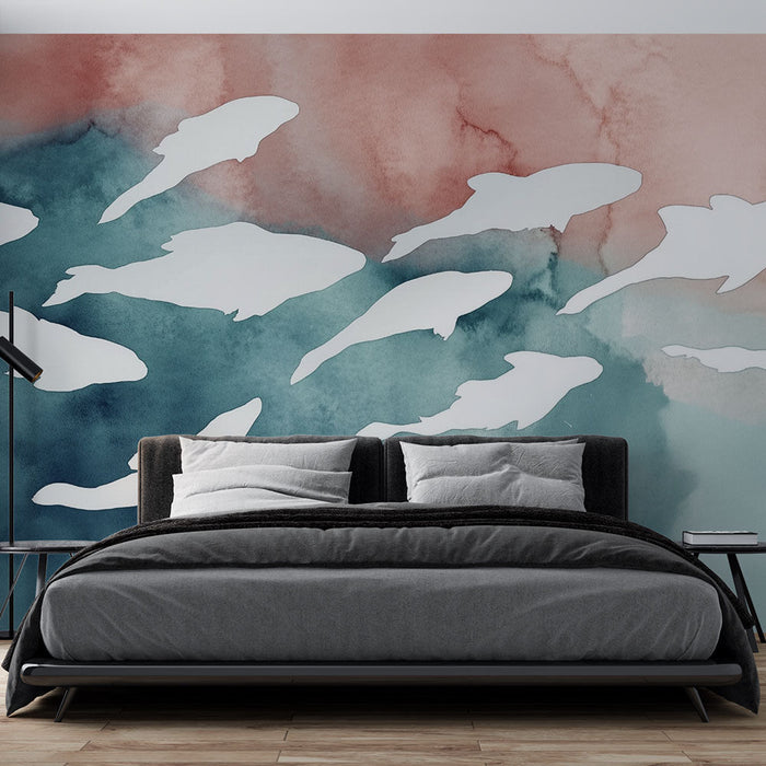 Vodeni zidni papir s ribama | Moderni umjetnički dizajn