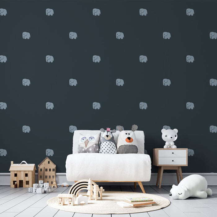 Mural Wallpaper Elephant | Blue and Minimalist Design