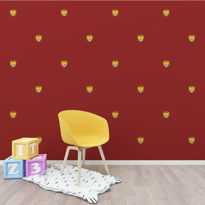 Ταπετσαρία τοίχου λιοντάρι | Κόκκινο και χρυσό μοτίβο