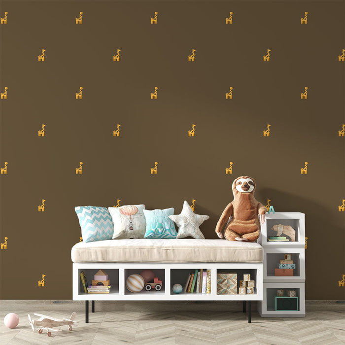 Papel pintado jirafa | Diseño minimalista marrón y naranja