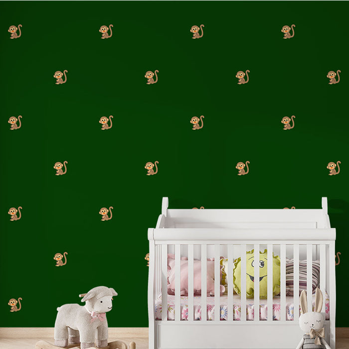 Tapeta monkey | Zabawny wzór na zielonym tle
