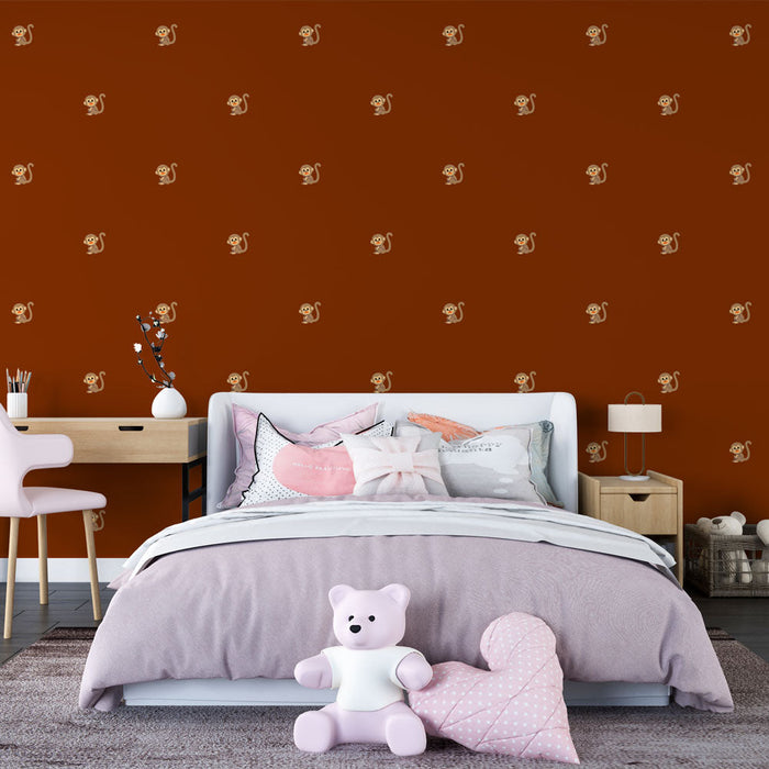 Tapet maimuta | Model jucăuș și maro închis