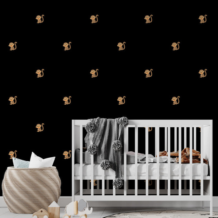 Tapet maimuta | Design jucaus pe fundal negru