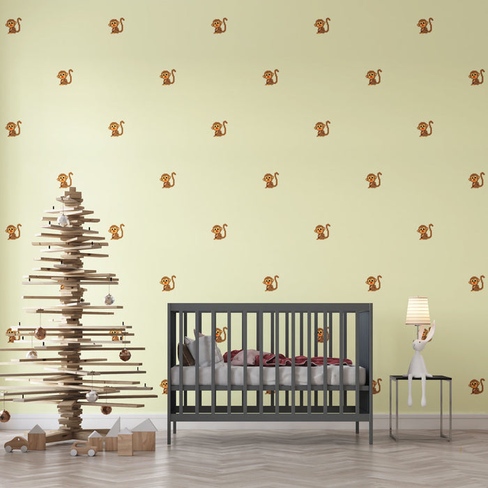 Ταπετσαρία πιθήκος | Χαριτωμένο και παιχνιδιάρικο μοτίβο