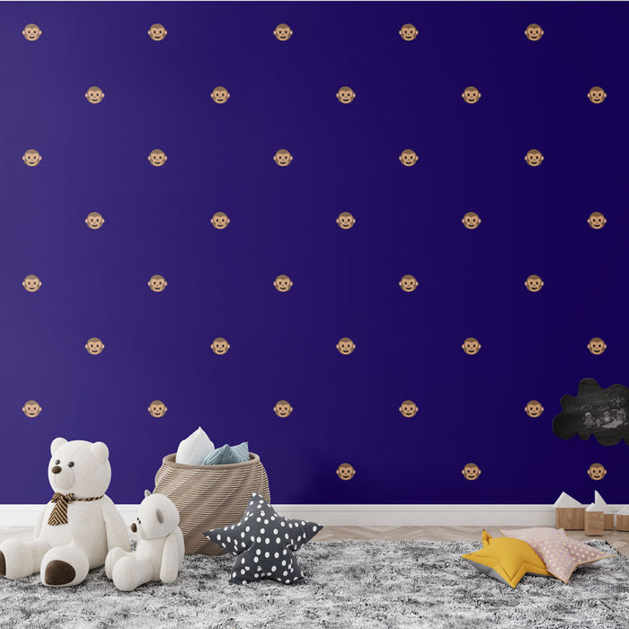 Фототапет маймуна | Син фон с радостни шарки