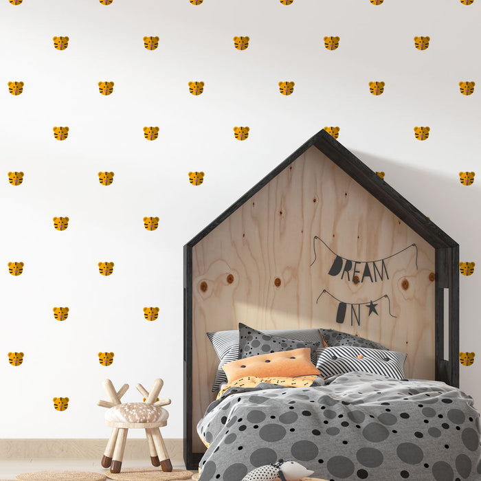 Mural Wallpaper tiger | Playful pattern of tiger heads