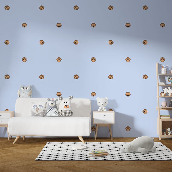 Papel pintado mono emoji | Fondo azul juguetón