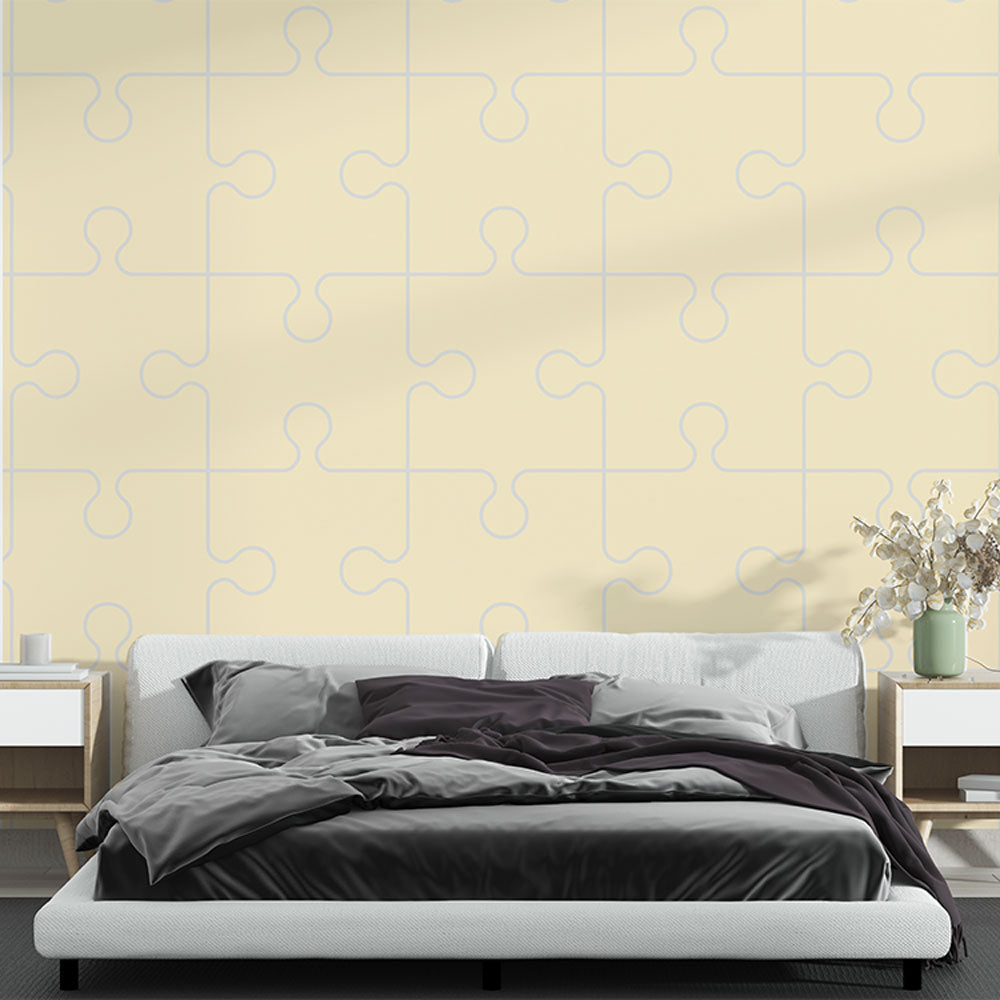 Carta da parati motivo puzzle | Design moderno beige — WonderMural, image size:1000x1000