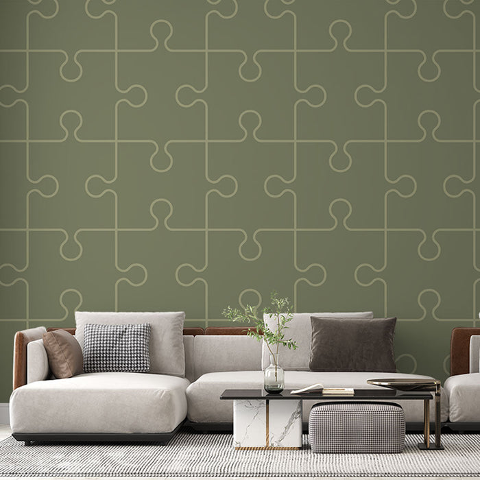 Puzzle tapet mural | Verde și minimalist