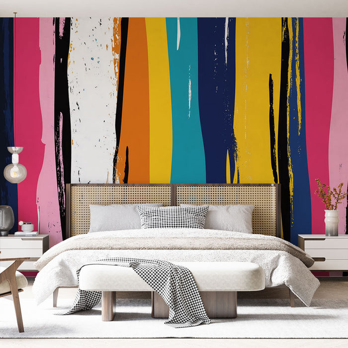 Mural Wallpaper abstract | Artistic multicolored stripes