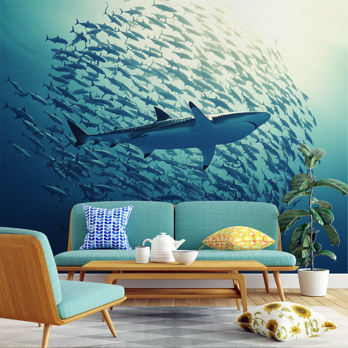 Seinapilt ookean | Hai ja kalaparv