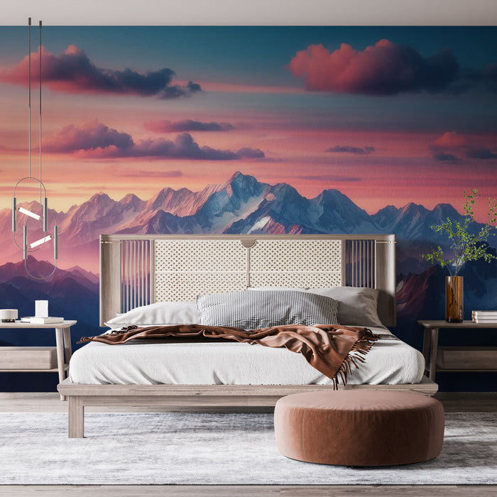 Falfestmény tapéta hegy | Festői naplemente