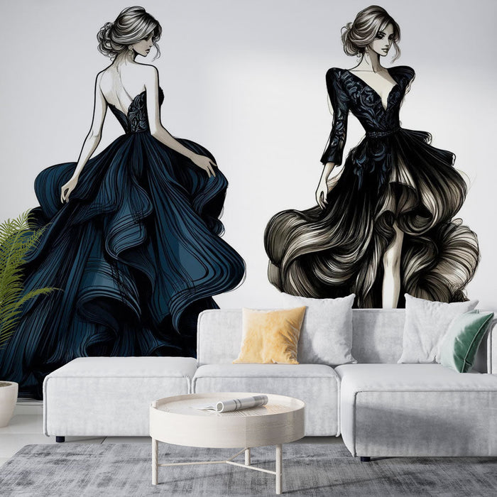 Fototapet moda | Kadınsı zarafetin illüstrasyonları