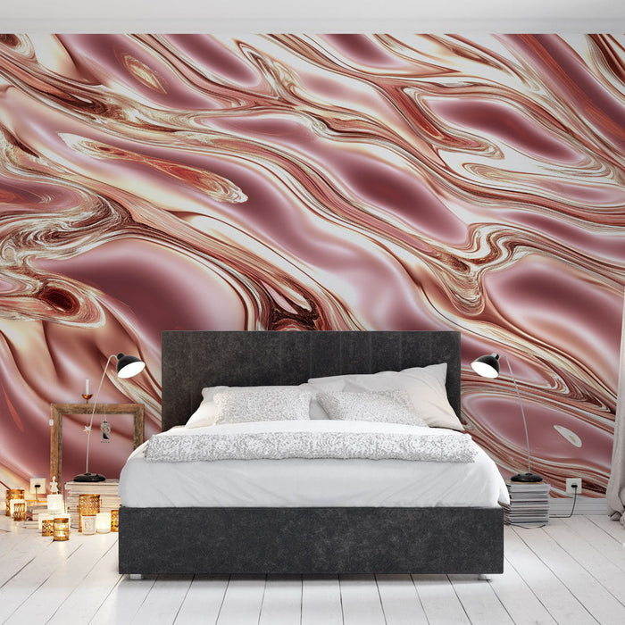 Papel pintado ola rosa y dorada | Diseño elegante y moderno