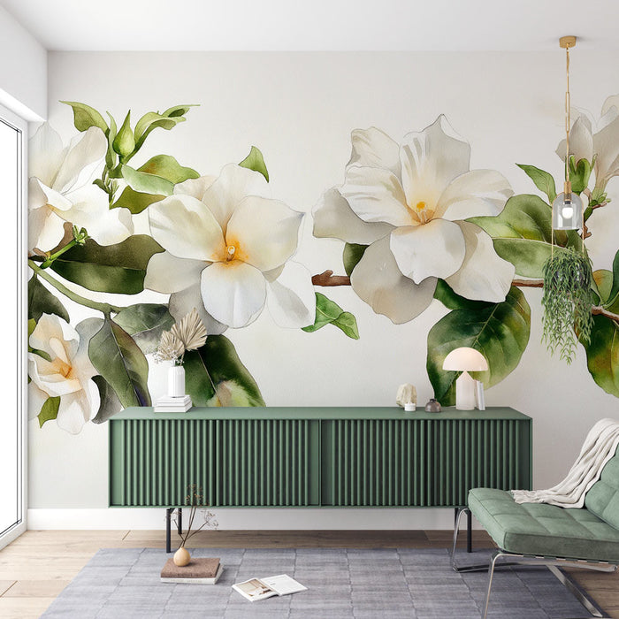 Bloemenbehang | Witte Gardenia's