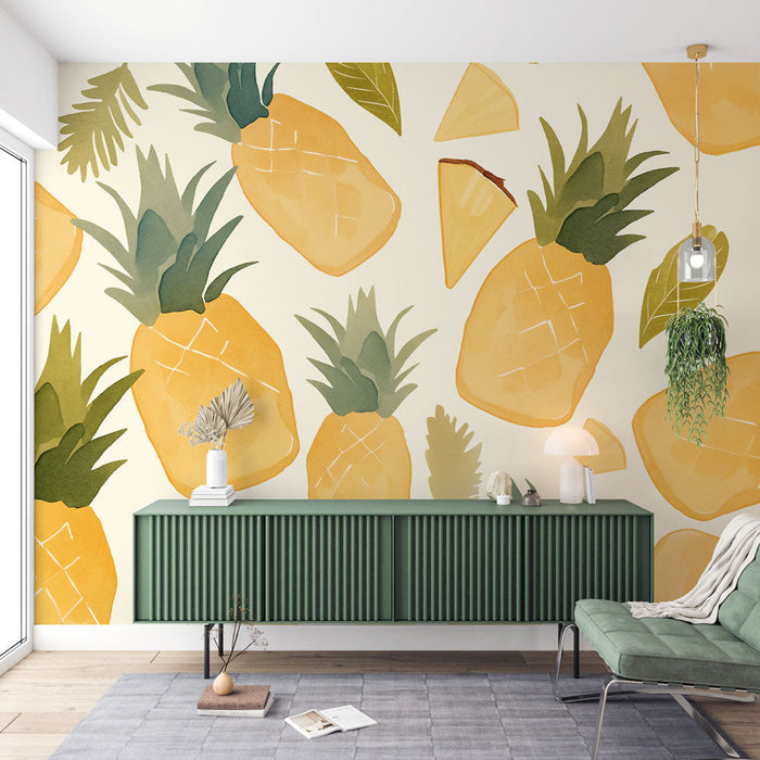 Ananas muralni zidni papir | U pastelnim bojama