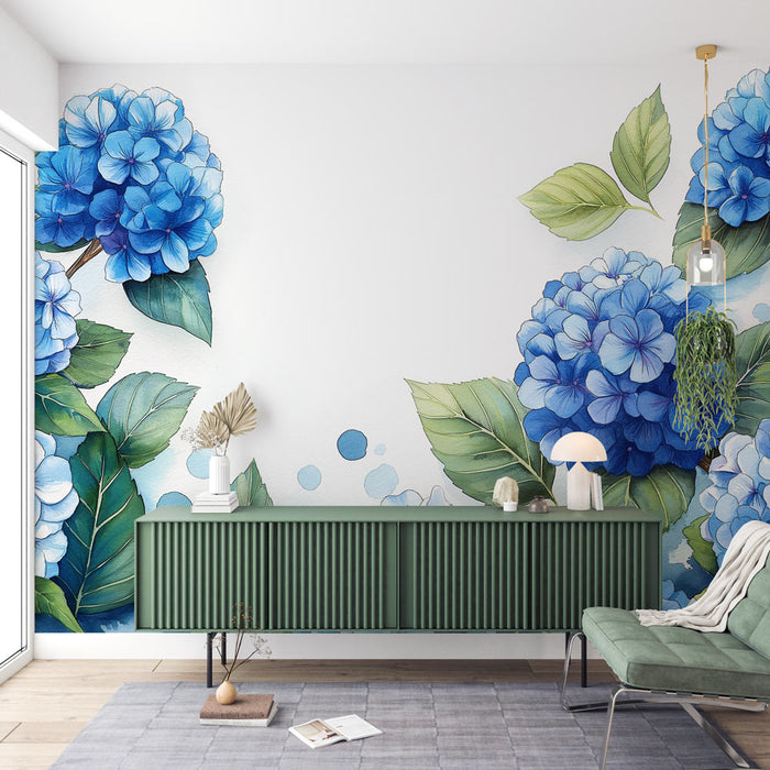 Bloemenbehang | Blauwe Hortensia's