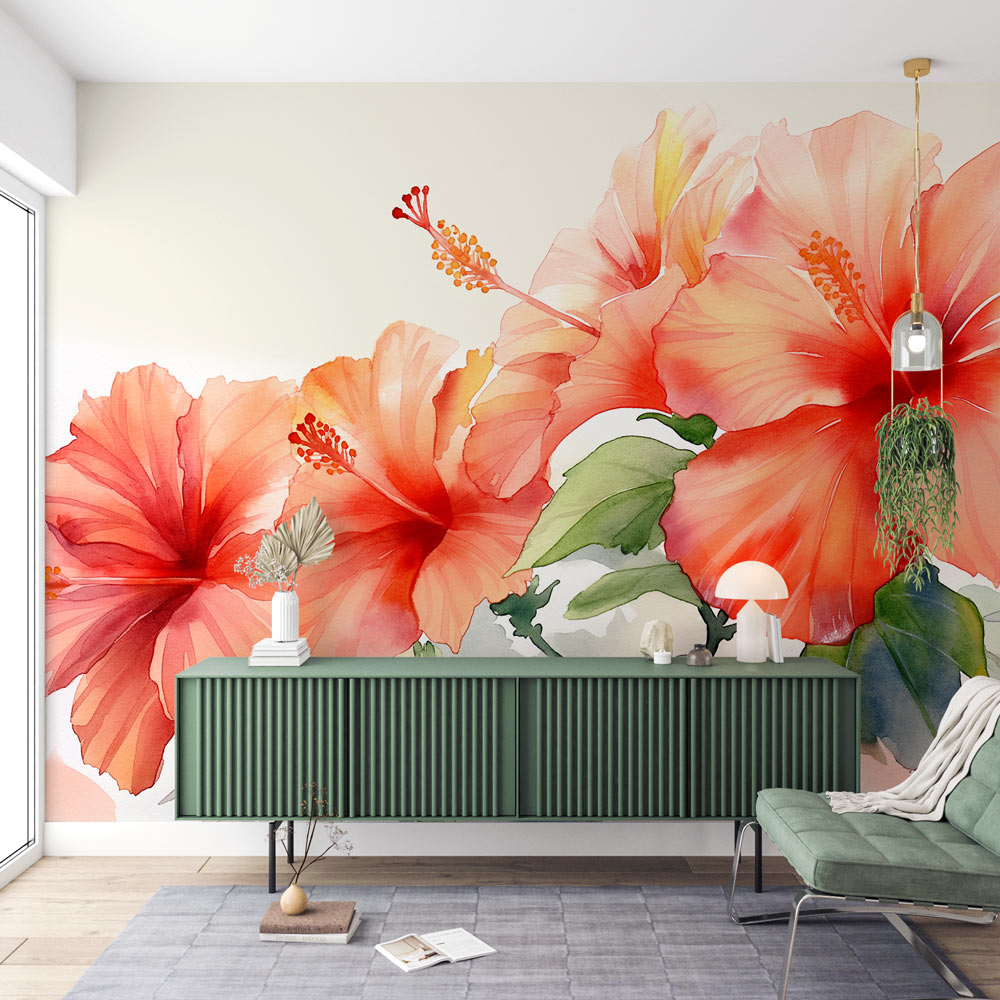 Bloemen Foto Behang | Reuze Hibiscus — WonderMural, image size:1000x1000